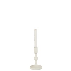 Chandelier boule 1 bougie en aluminium blanc H21cm