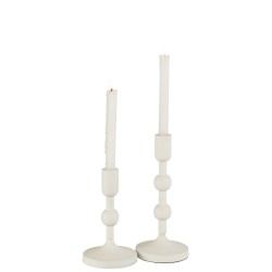 Chandelier boule 1 bougie en aluminium blanc H21cm
