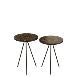 Lote de 2 mesas con círculos de resina marrón y negro de 50 y 58 cm de altura