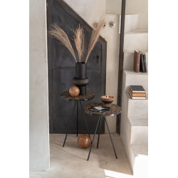 Lote de 2 mesas con círculos de resina marrón y negro de 50 y 58 cm de altura