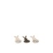 Set de 3 platos en forma de conejo de cerámica blanco - dorado 7x2x13.5 cm