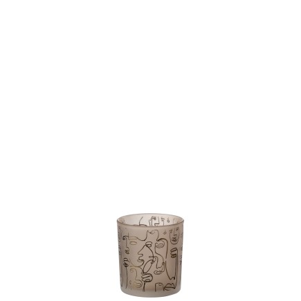 Photophore de Noël en verre marron 7.5x7.5x8 cm