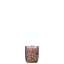 Photophore en Verre Rouge 7,5x7,5x8cm