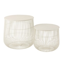 SET DE 2 TABLE GIGOGNE METAL MAT BLANC