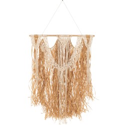 Decoración de macramé en textil natural de 62x1.5x127 cm