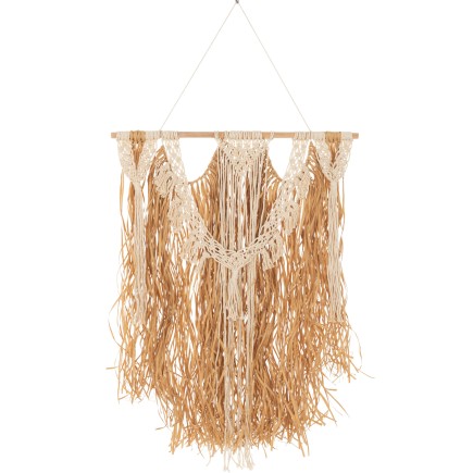 Decoración de macramé en textil natural de 62x1.5x127 cm