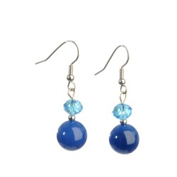 Pendiente de cristal y perla azul F