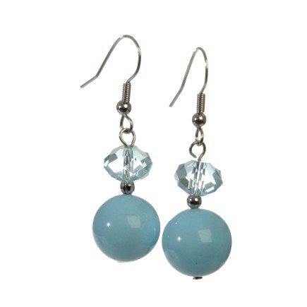 Pendiente de cristal y perla turquesa