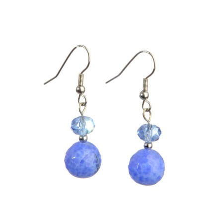 Pendiente de cristal con perla azul claro