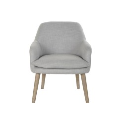 Silla de Comedor DKD Home Decor Madera Poliéster Gris claro (61 x 68 x 78 cm)