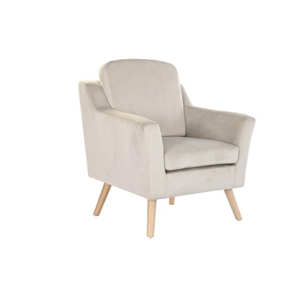 Siège DKD Home Decor Bois Polyester Crème (76 x 70 x 85 cm)