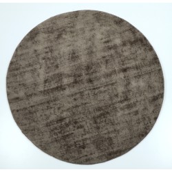 Tapis rond fait main en textile gris 150x150x2 cm