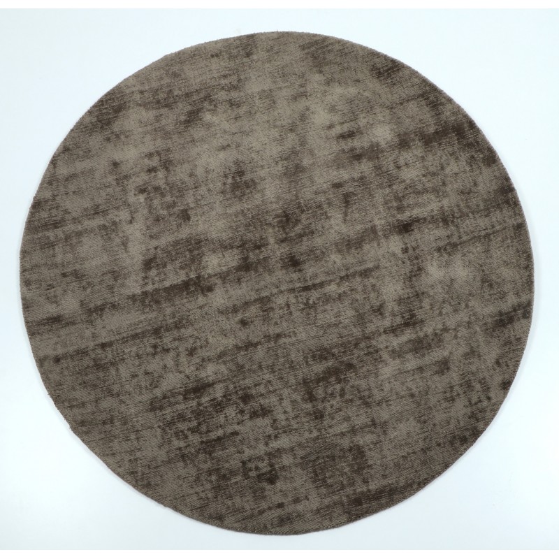 Tapis rond fait main en textile gris 150x150x2 cm