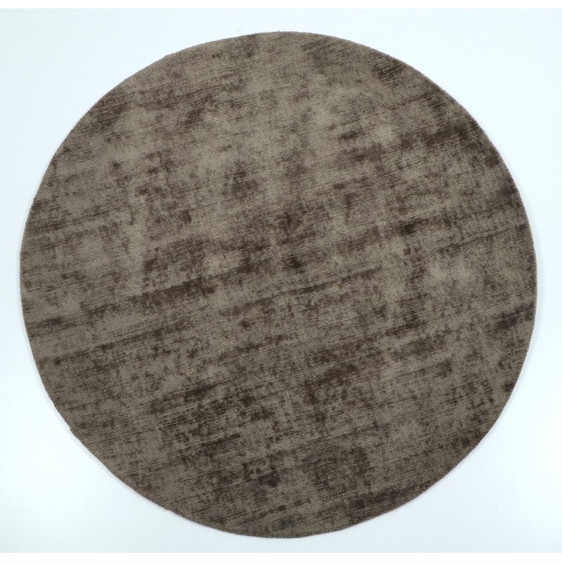 Tapis rond fait main en textile gris 150x150x2 cm Tapis rond fait main en textile gris 150x150x2 cm