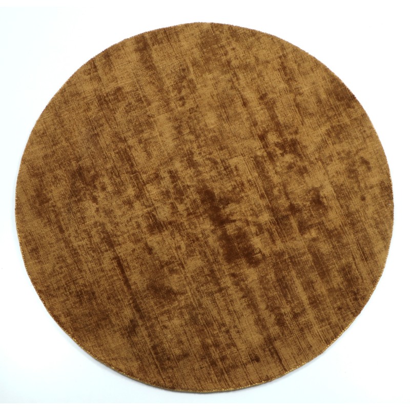 Tapis rond fait main en textile marron 150x150x2 cm Tapis rond fait main en textile marron 150x150x2 cm