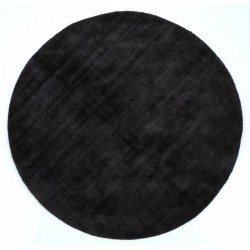 Tapis rond fait main en textile noir 150x150x2 cm