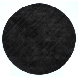 Tapis rond fait main en textile noir 150x150x2 cm