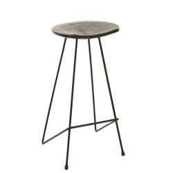 CHAISE BAR TECK BOIS/MET NOIR
