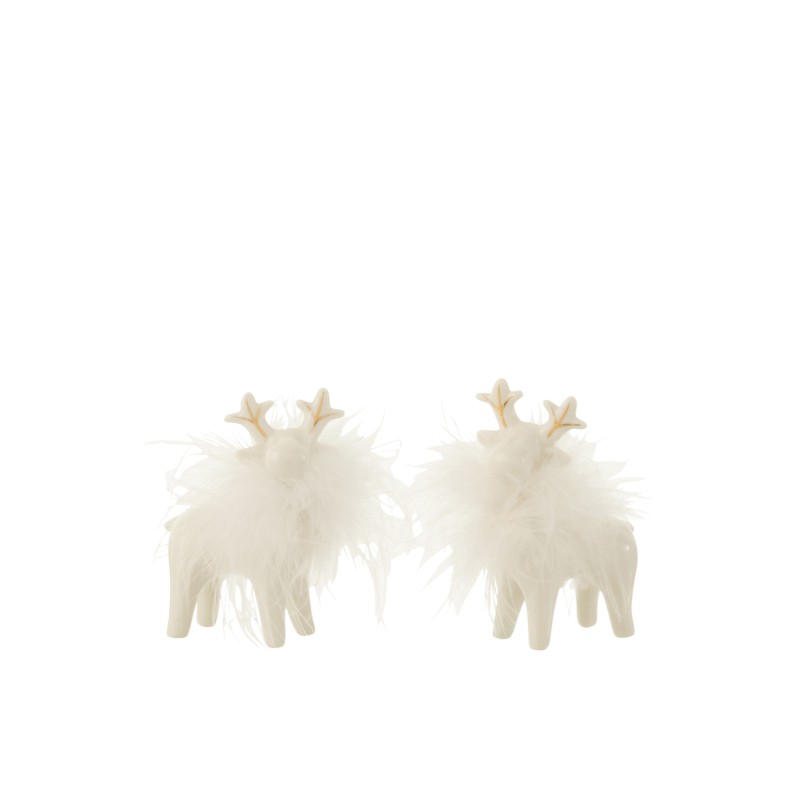 Set de 2 Élans en porcelaine blanc 6.4x3.7x9.4 cm Set de 2 Élans en porcelaine blanc 6.4x3.7x9.4 cm