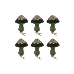 Boite de 6 boules de Noël champagne en verre vert 6x6x10 cm