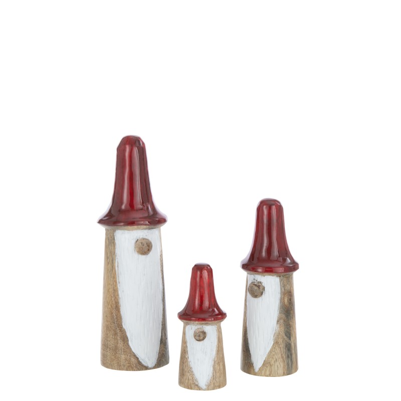 "S/3 GNOME CHAMPI BOIS NAT/ROU" translates to "S/3 GNOMO CHAMPIÑÓN MADERA NAT/ROU" in Spanish.