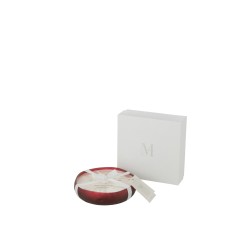 Vela perfumada plana en tarro de vidrio rojo de 19x19x4.5 cm