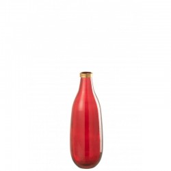 Vase en verre rouge 15x15x40 cm
