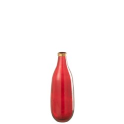 Vase en verre rouge 15x15x40 cm