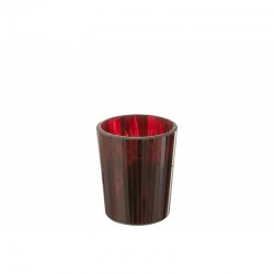 Bougie parfumée 50H dans pot en verre rouge 12.5x12.5x15.5 cm