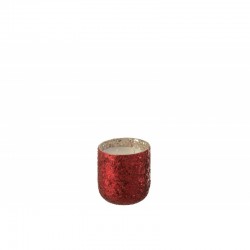 Bougie parfumée 40H dans pot en verre rouge 9x9x10 cm