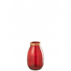 Vase en verre rouge 18x18x28 cm