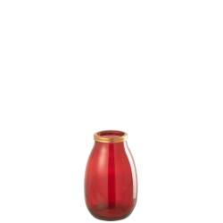 Vase en verre rouge 18x18x28 cm