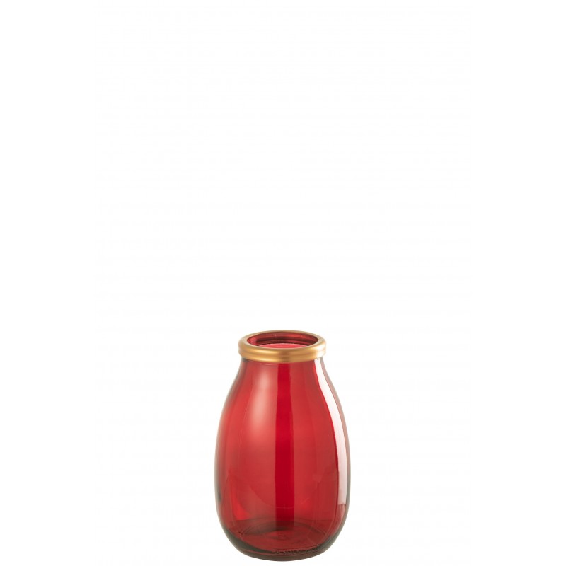 Vase en verre rouge 18x18x28 cm