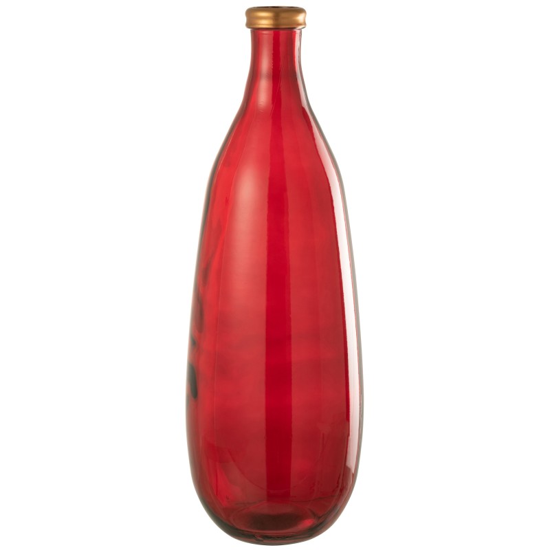 Vase en verre rouge 25x25x75 cm