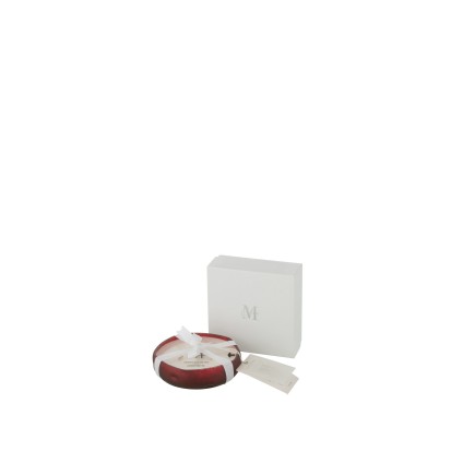 Vela perfumada 15H en tarro de vidrio rojo 13x13x4 cm