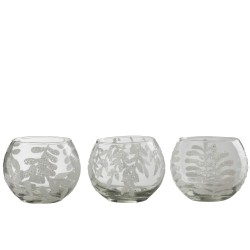 Set de 3 photophores en verre blanc 10x10x7.5 cm