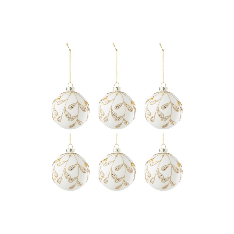 Boite de 6boules de Noël en verre blanc 8x8x8 cm