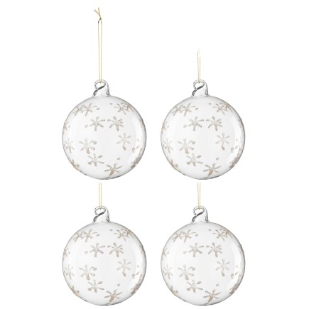 Boite de 4boules de Noël en verre blanc 10x10x10 cm