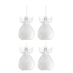 Boite de 4 boules de Noël en verre transparent 7.8x7.8x11.4 cm