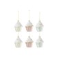 Boite de 6boules de Noël cake en verre multicouleur 7.5x7.5x10 cm