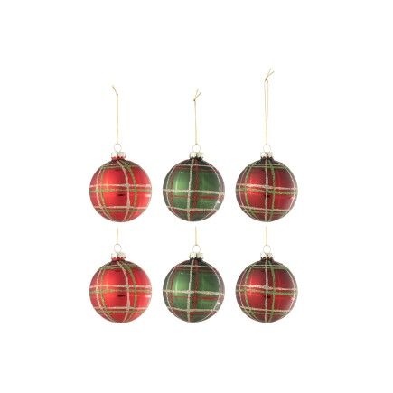 Boite de 6boules de Noël en verre multicouleur 8x8x8 cm