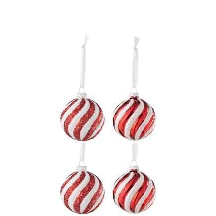 Boite de 4boules de Noël en verre rouge 8x8x8 cm