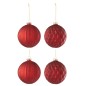 Boite de 4boules de Noël en verre rouge 10x10x10 cm