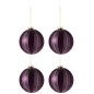 Boite de 4boules de Noël en verre mauve 10x10x10 cm Boite de 4boules de Noël en verre mauve 10x10x10 cm