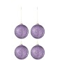Boite de 4boules de Noël en verre mauve 10x10x10 cm