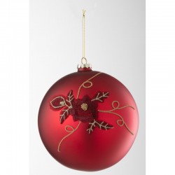 Boule de Noël en verre rouge 15x15x15 cm