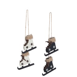 2 pares de patines colgantes de metal negro 7,5x3x8,5cm