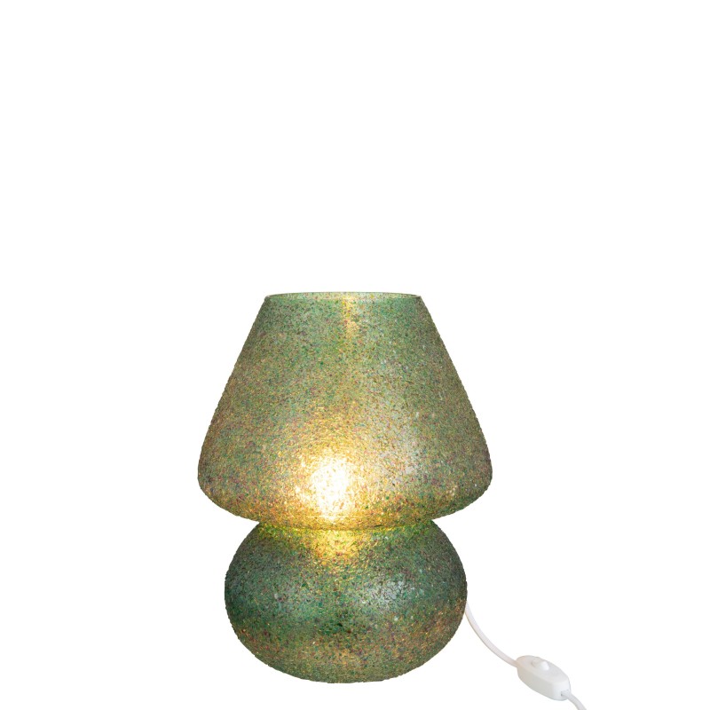 Candeeiro de mesa em vidro verde 23x23x30cm Candeeiro de mesa em vidro verde 23x23x30cm