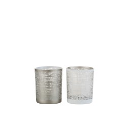 PHOTOPHORE IBIZA VERRE BLANC/GREIGE SMALL ASSORTIMENT DE 2