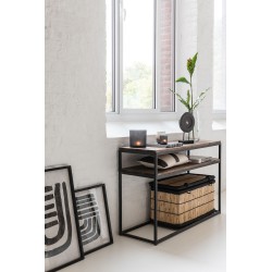 Conjunto de 2 portavelas de vidrio marrón - negro 7.3x7.3x8 cm